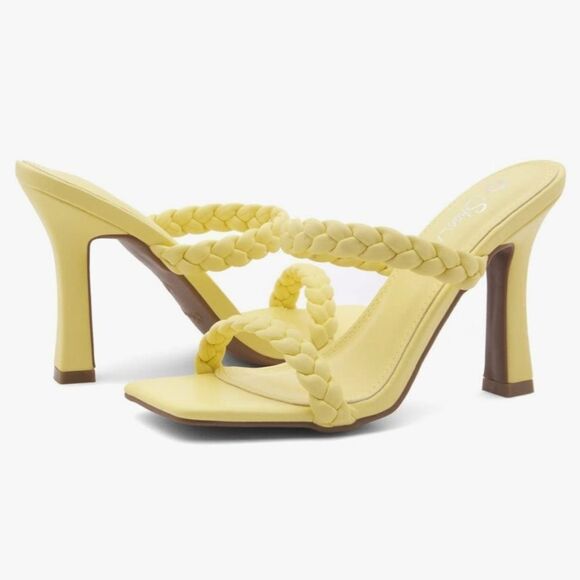 NEW SHOE LAND SL-MILEY SQUARE OPEN TOE HEELED DOUBLE BRAIDED STRAP SLIDE SANDAL - Picture 4 of 15